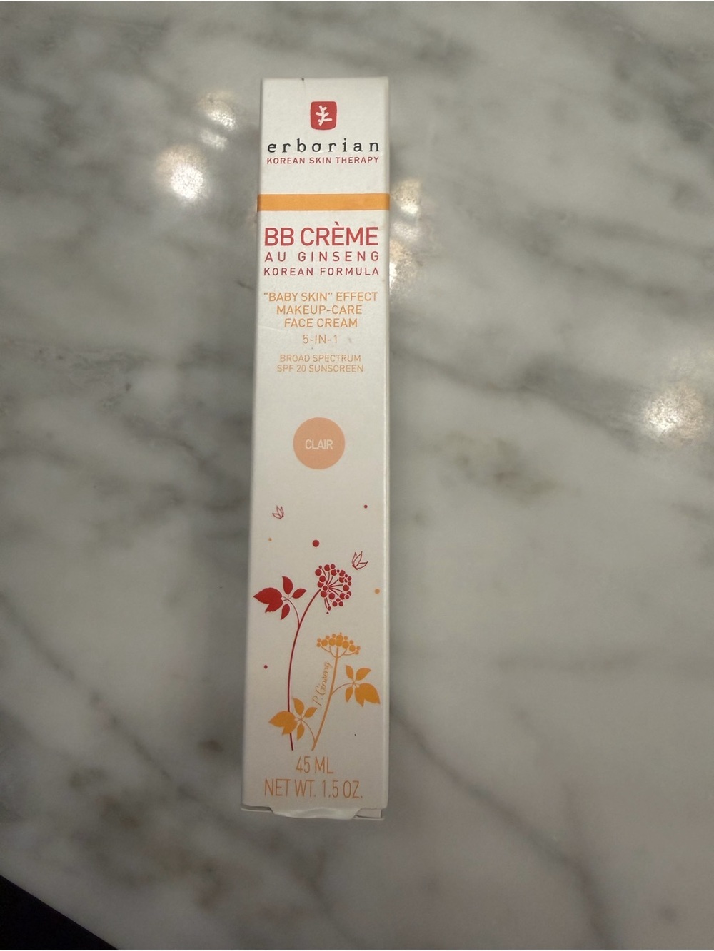 NWT Erborian BB Crème au Ginseng shade Clair (45 ml)